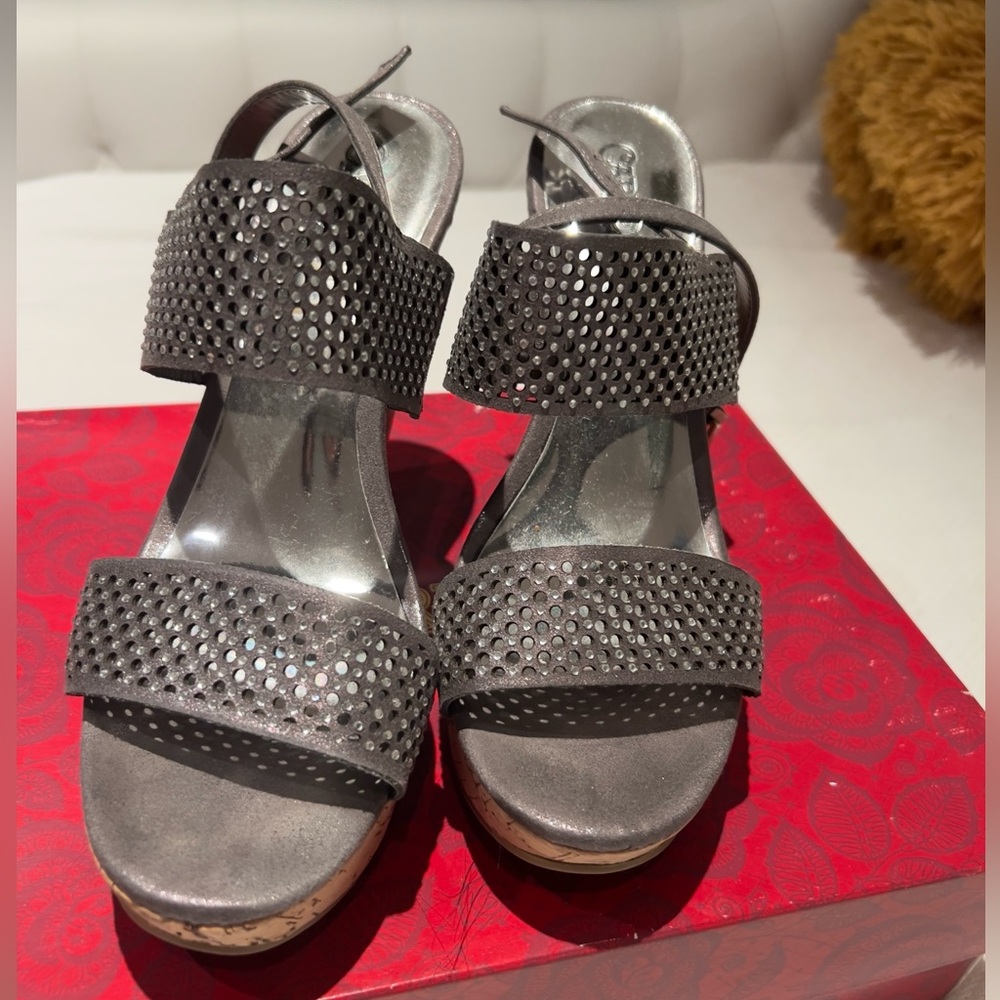 Carlos Santana Sparkle Wedge Heels